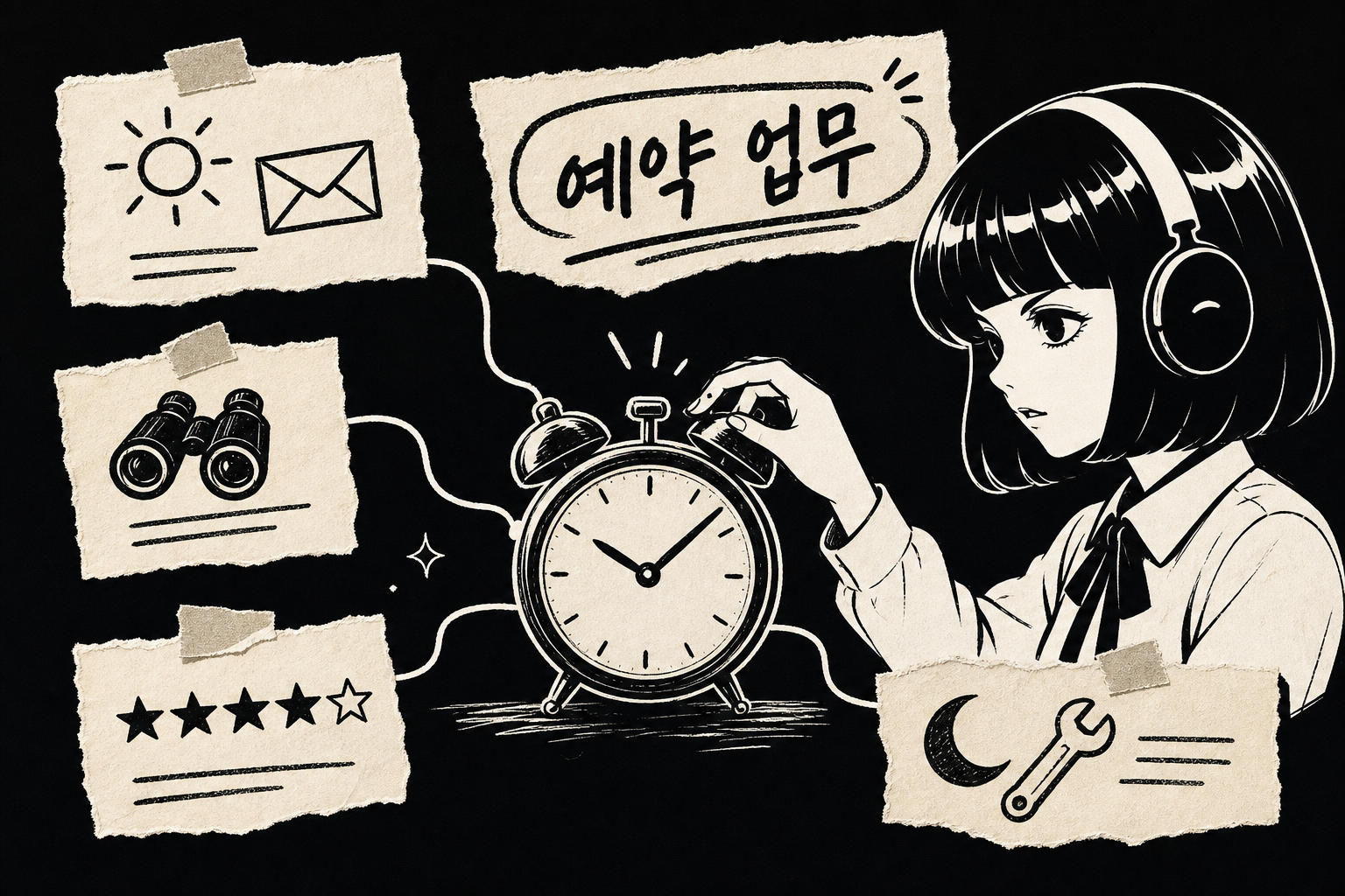 알람시계가 모닝브리핑 경쟁사감시 리뷰모으기 밤사이해결 같은 예약 업무를 켠다
