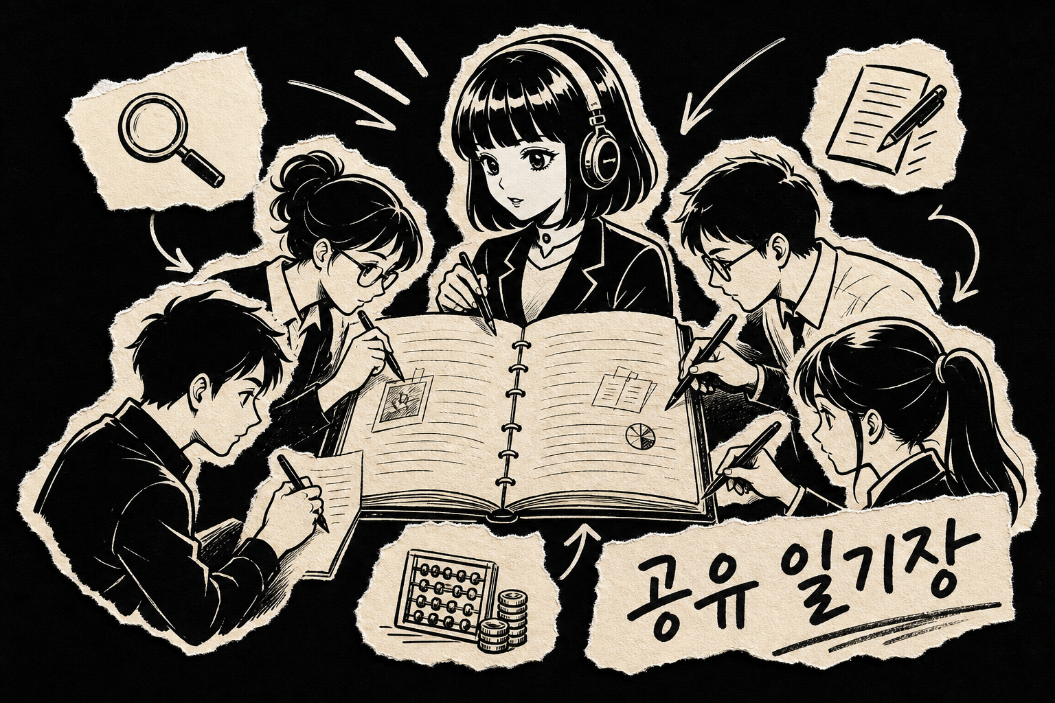 역할을 나눈 여러 전문 비서가 하나의 공유 일기장을 함께 보는 멀티에이전트 팀